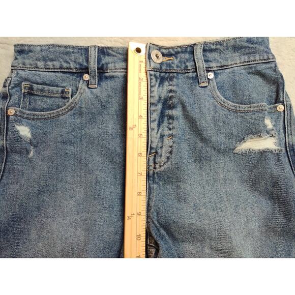 Style and Co Bermuda Shorts Womens Size 4 Blue Stretch Denim Distressed - Picture 13 of 16